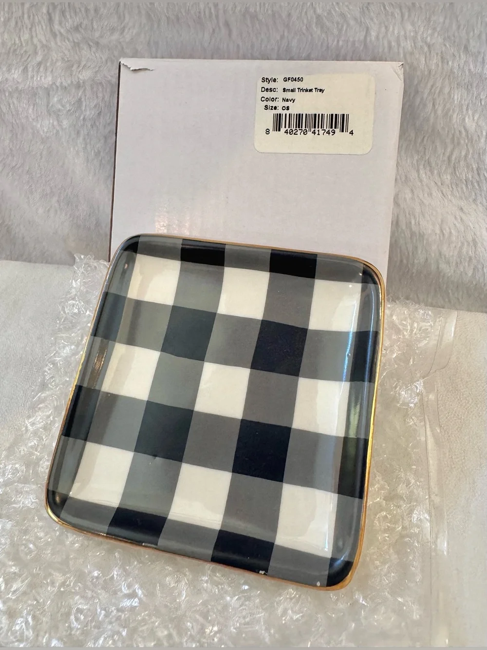 NWT Draper James Small Ceramic Trinket Dish in Gingham